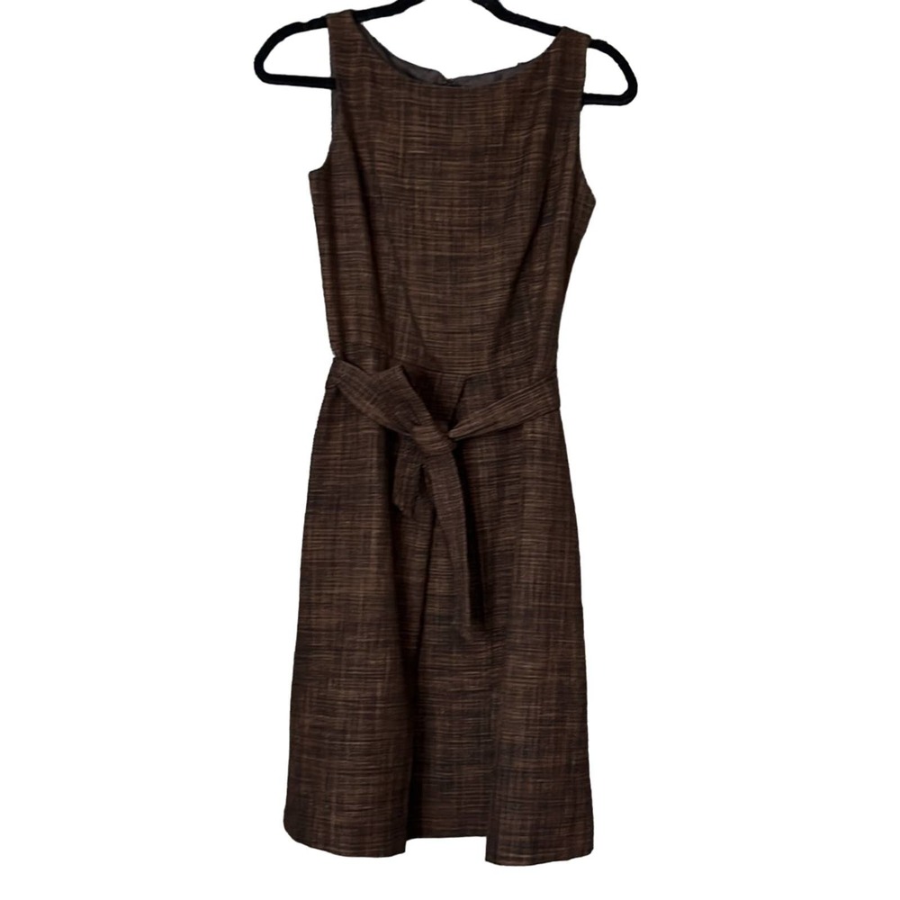 Merona Size 2 Brown‎ Sleeveless Pencil Dress with Tie Belt